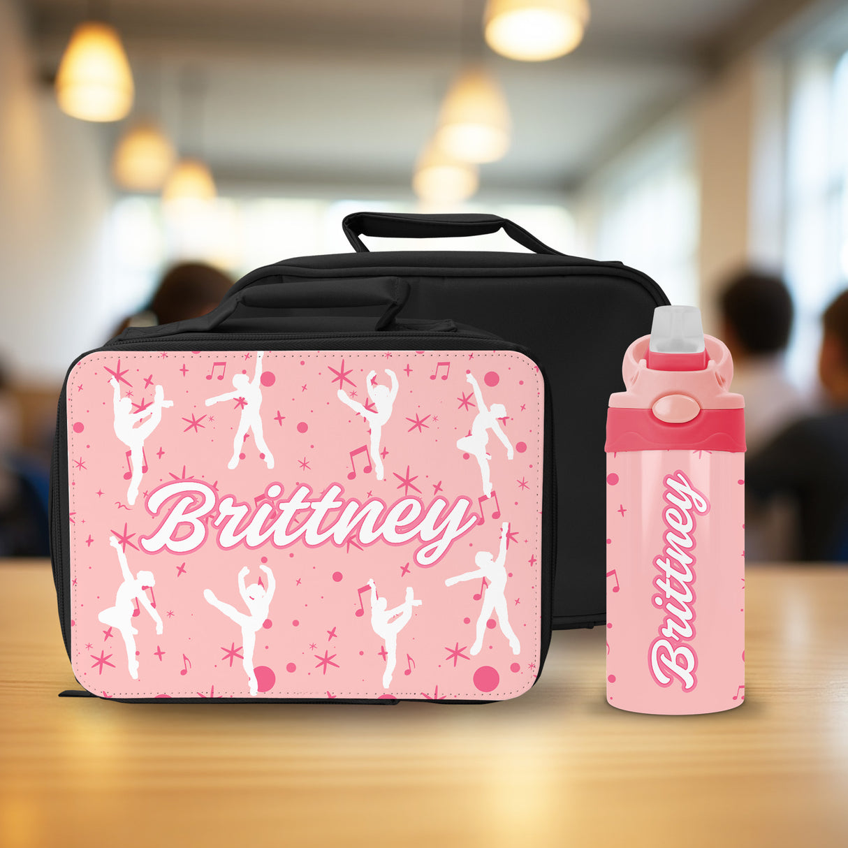 This custom lunch box and water bottle with name is the perfect gift for dance girls going back to school.