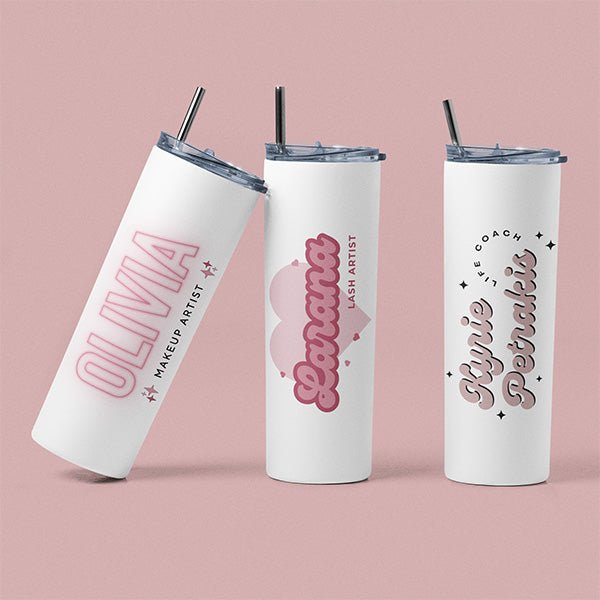 Custom Logo Tumbler for Small Businesses and Corporate Swag with Lid and Straw - Gifts Are Blue