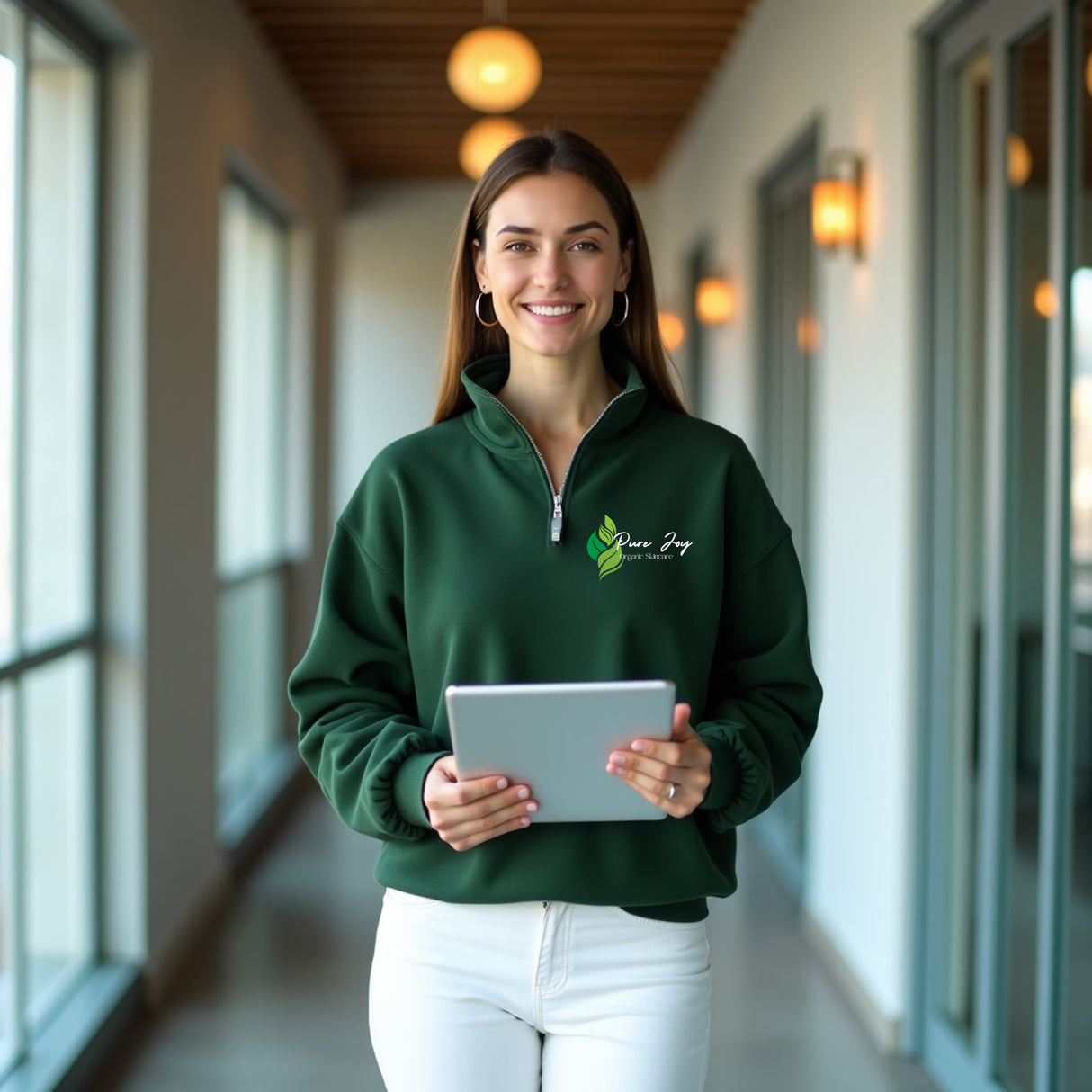 Cute gift ideas for employees. Corporate logo apparel custom business quarter zip.