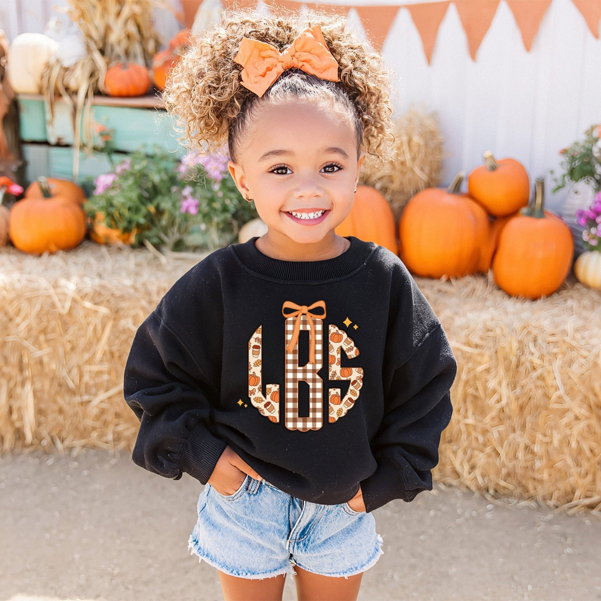 Personalized Fall Monogram Sweatshirts for Girls, Cute Kids Fall Sweaters - Gifts Are Blue