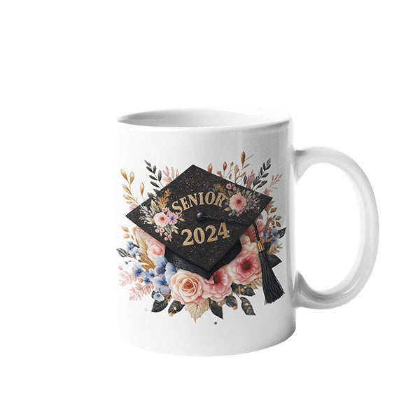 Senior 2024 graduation coffee mug with transparent background. 11oz coffee mug that makes for a perfect graduation gift for her. All SKUs.