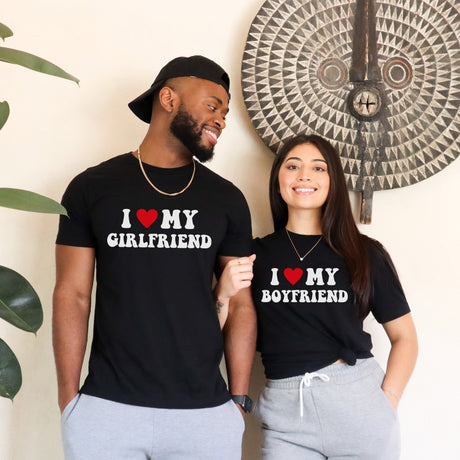 I Love My Girlfriend, I Love My Boyfriend T-Shirts. Cute and fun date night shirts.
