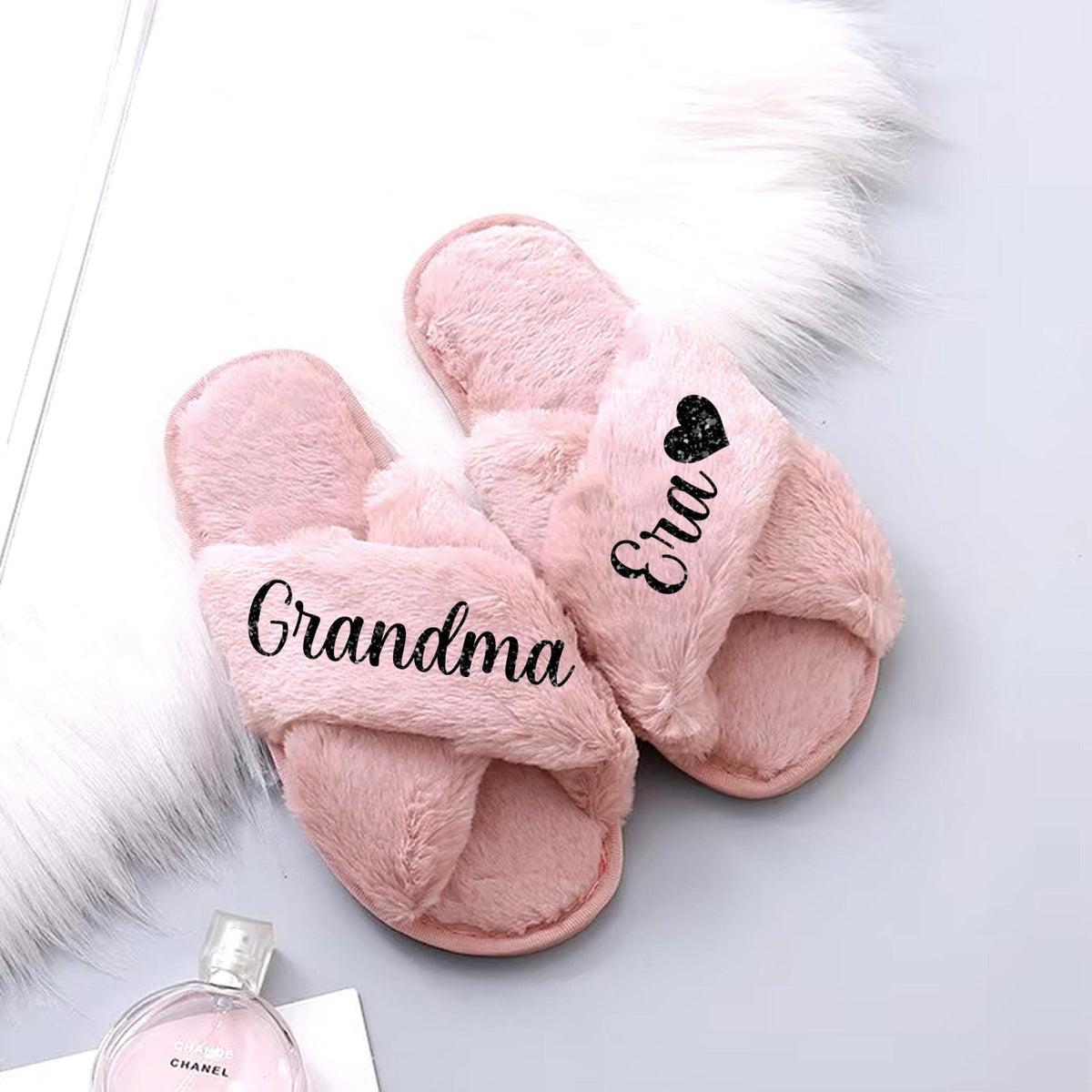 Plush Funny Grandma Slippers with cozy Faux Fur Perfect Gift for grandmas birthday.