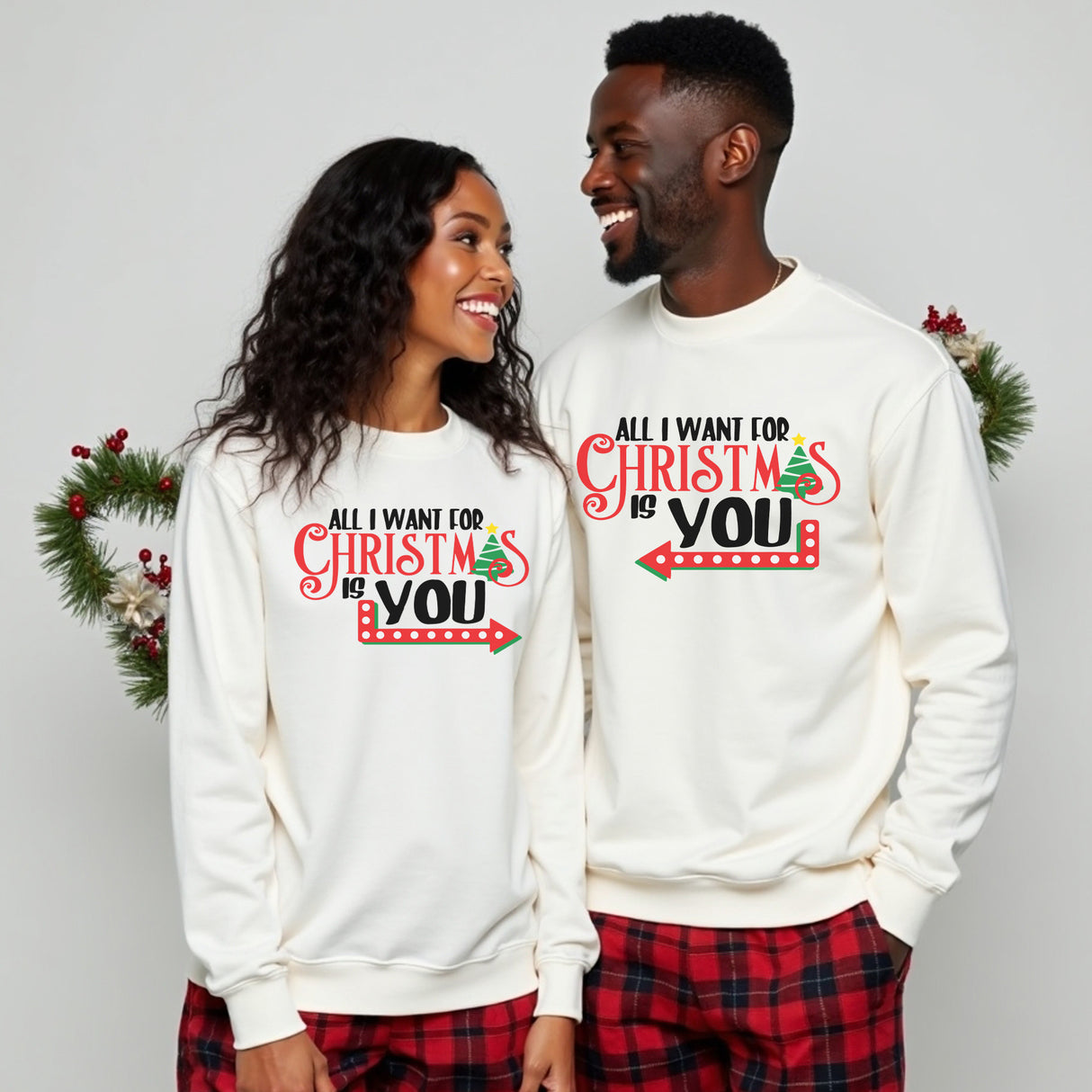 All I Want For Christmas Is You Matching T-shirts, Sweatshirts, and Hoodies for Couples