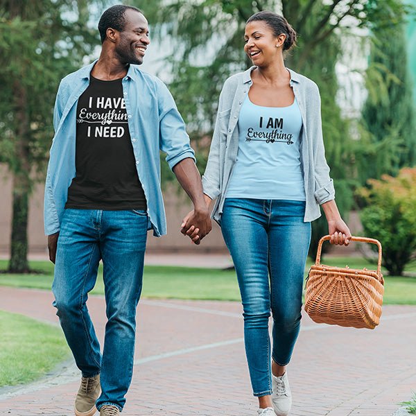 Romantic Matching Couple I have Everything I need/ I am Everything Shirt for Honeymoon - Gifts Are Blue