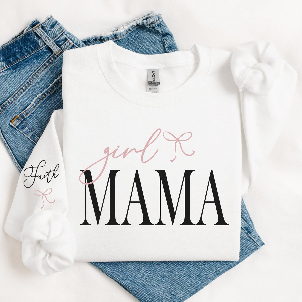 Girl mama sweatshirt with kids names. The perfect baby shower, birthday, or mothers day sweatshirt for mom.
