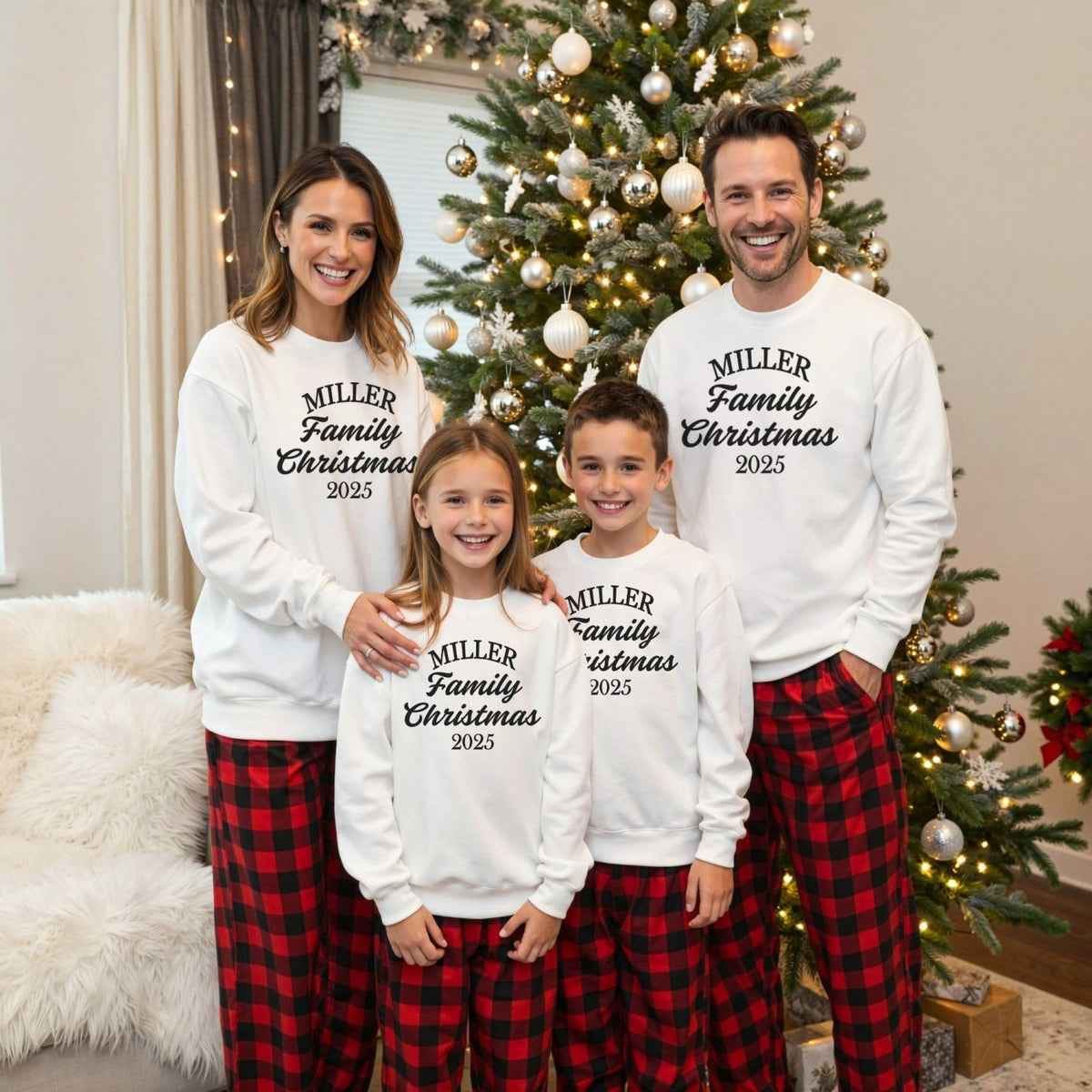 Classic Matching Family Christmas Pajamas Set for Kids and Adults - Gifts Are Blue