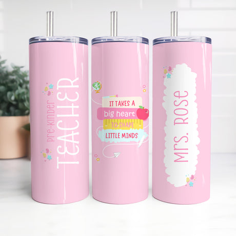 Personalized Pink Teacher Tumbler Custom Gift for Her Ideal for Teacher Appreciation or Christmas.