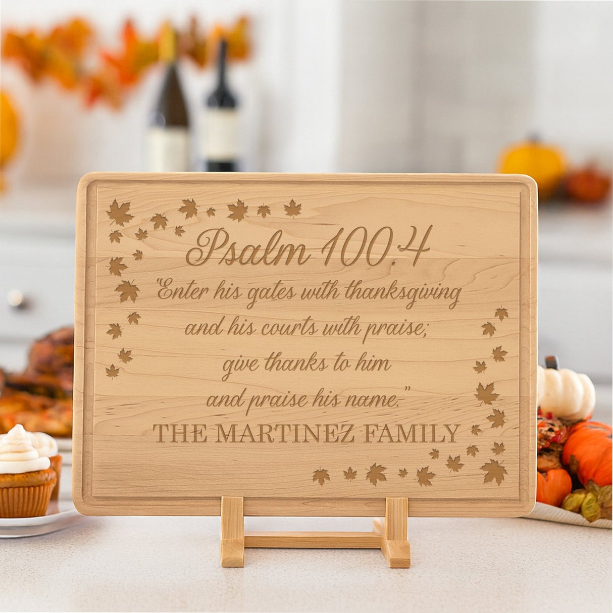 Psalm 100:4 Verse Personalized Cutting Board for Thanksgiving - Gifts Are Blue