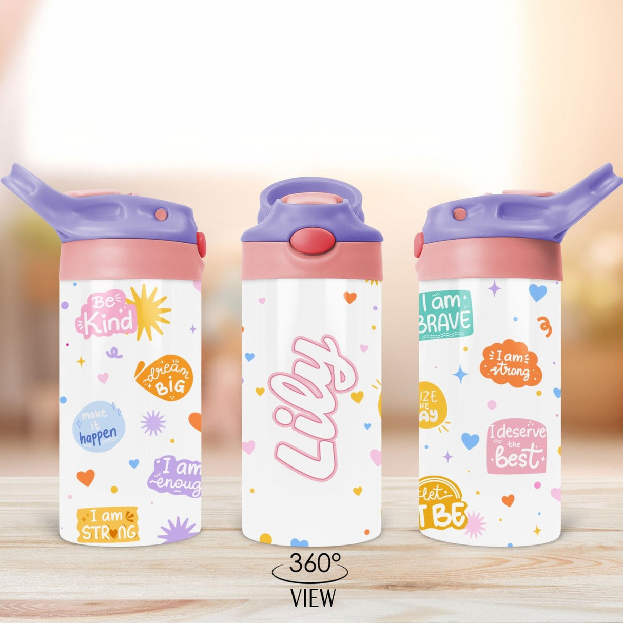Affirmation tumbler for kids with custom name makes a thoughtful back to school gift idea.