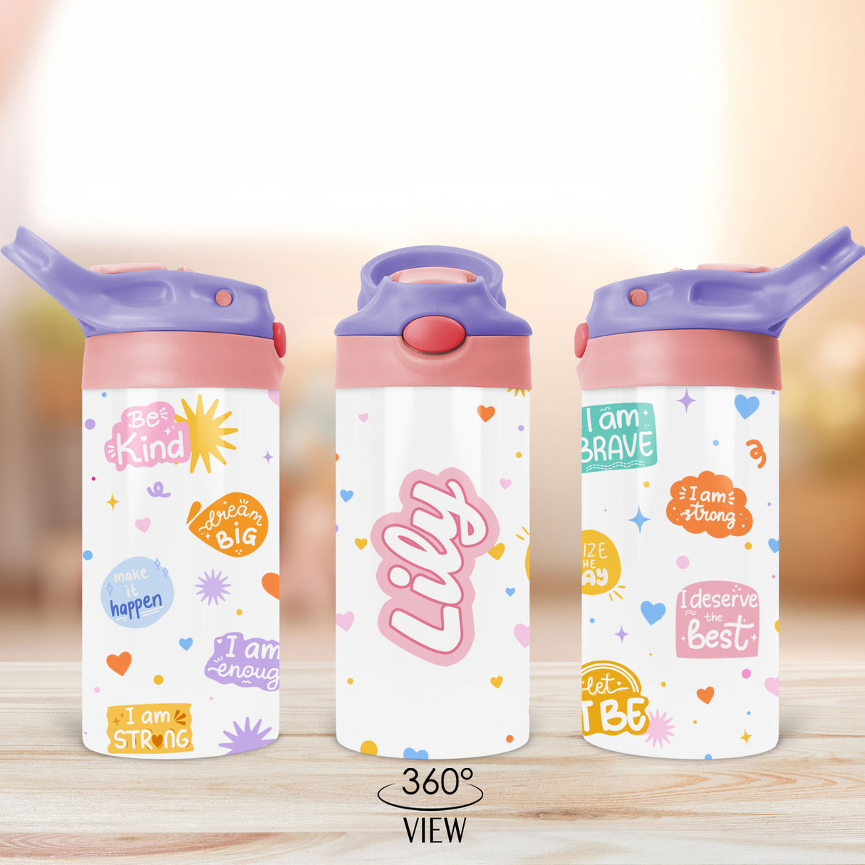 Affirmation tumbler for kids with custom name makes a thoughtful back to school gift idea.