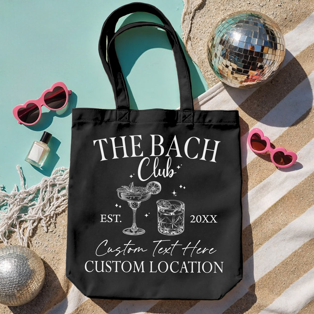Personalized bridesmaid tote bag with custom name, ideal bachelorette gift for bride and bridesmaids.