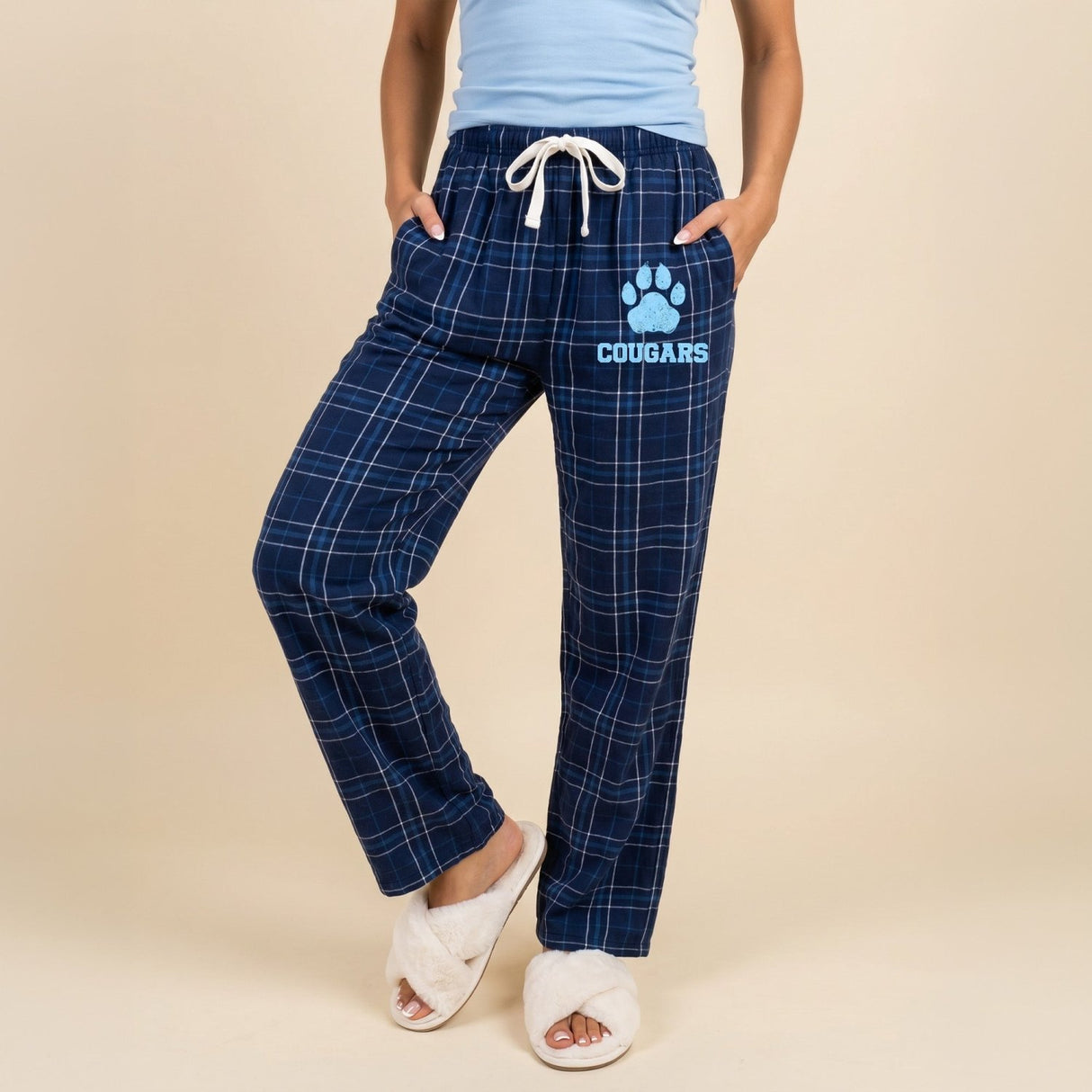 Custom College Pajama Pants for Women, Personalized PJ Pants for College Students - Gifts Are Blue