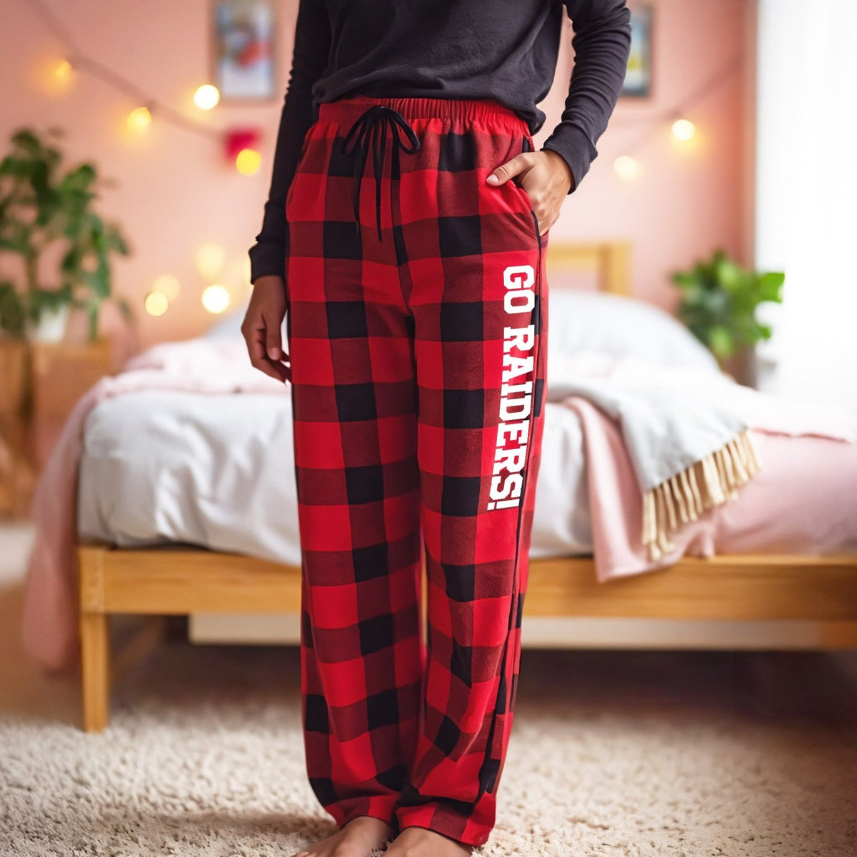 Personalized pajama pants for college kids, a cozy back to school or graduation gift idea.
