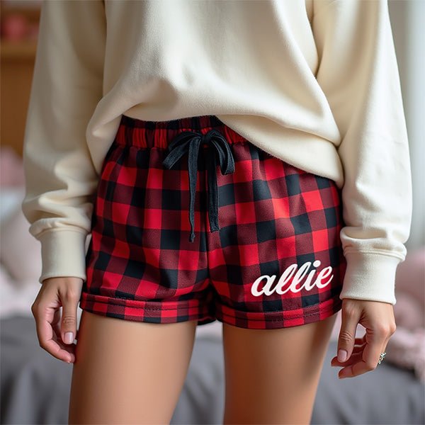 Custom College Pajama Shorts for Women, Personalized PJ Pants for College Students - Gifts Are Blue