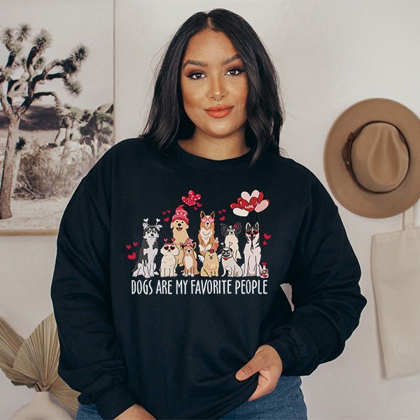Cute Dogs Are My Favorite People Valentines Day Sweatshirts for Dog Lovers - Gifts Are Blue