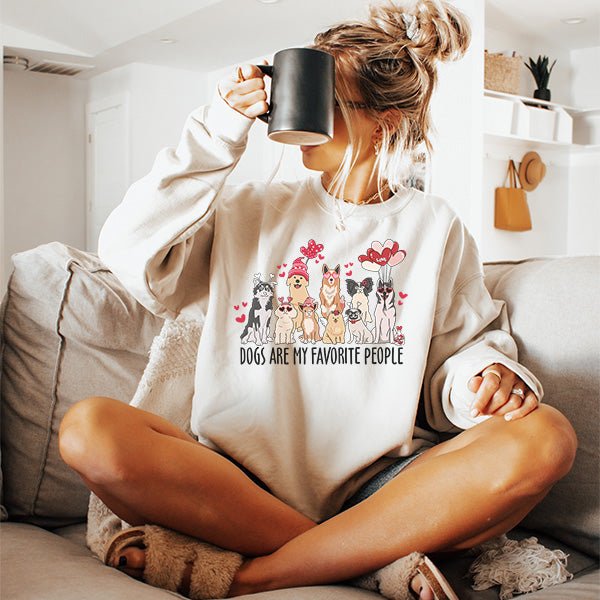 Cute Dogs Are My Favorite People Valentines Day Sweatshirts for Dog Lovers - Gifts Are Blue