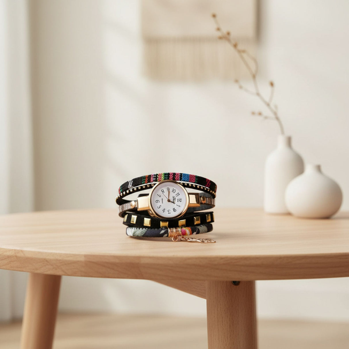 Teen Charm Fabric Bracelet Watch with Gift Box