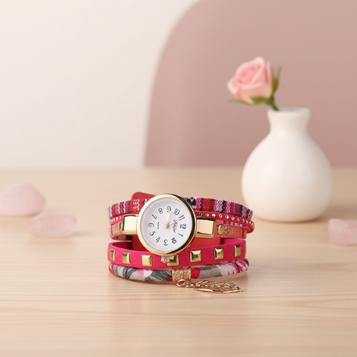 Teen Charm Fabric Bracelet Watch with Gift Box