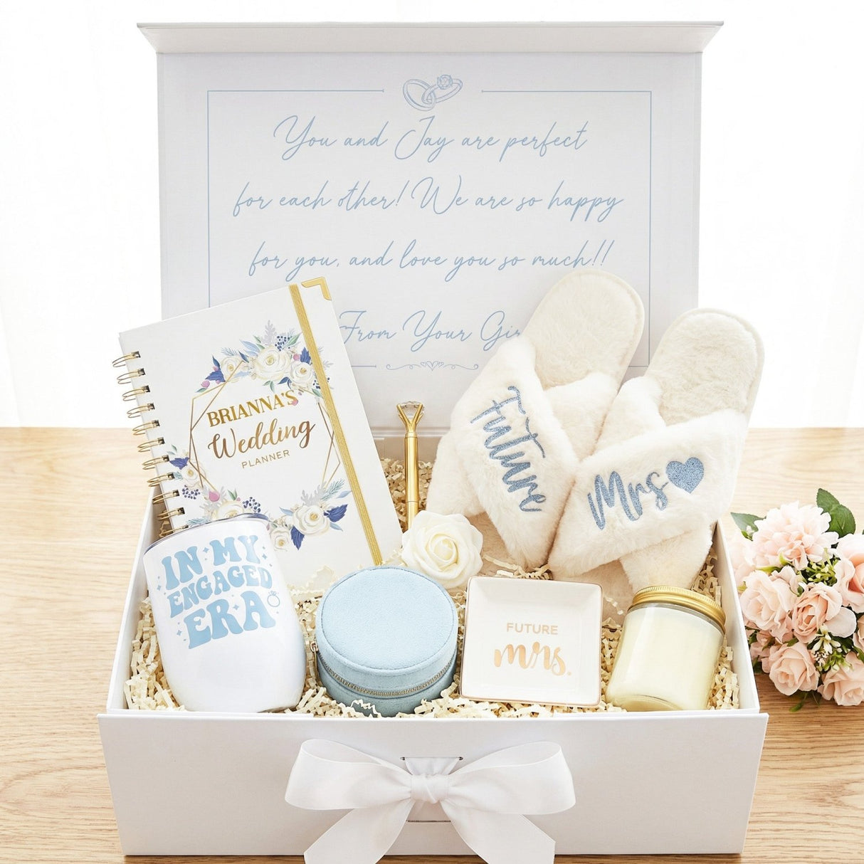 Dusty Blue Engagement Gift Box for Bride - The Best Yes Ever Gift Set - Gifts Are Blue