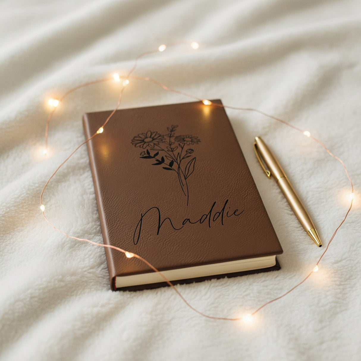 Custom Birth Flower Journal – Personalized Birth Month Flower Gift for Her