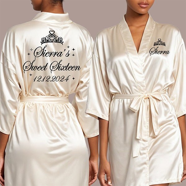 Personalized Sweet Sixteen Getting Ready Robes with Name and Date - Gifts Are Blue