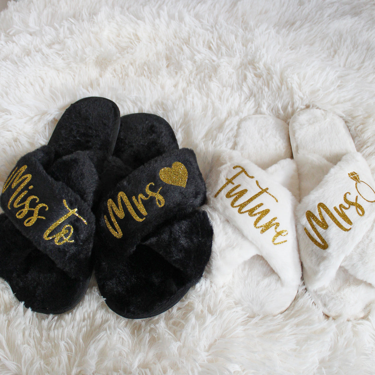 Bride-to-be engagement slippers perfect for engagement celebrations and gift sets.