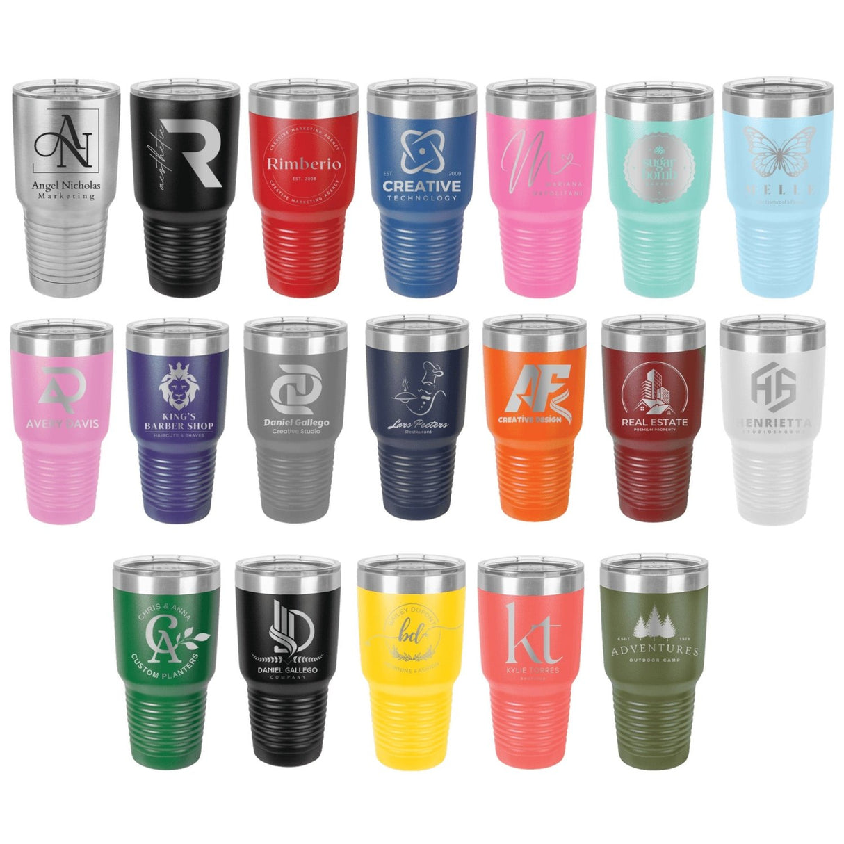 30oz Laser Engraved Custom Coporate Logo Polar Camel Tumblers for Businesses - Gifts Are Blue