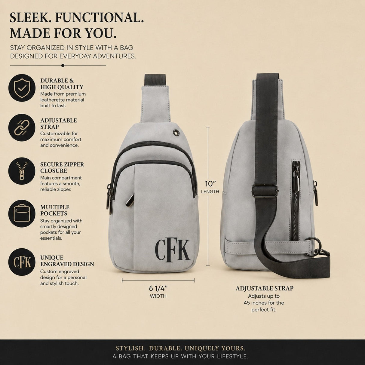 Explorer Custom Sling Bags for Men Engraved with Monogram or Name - Gifts Are Blue