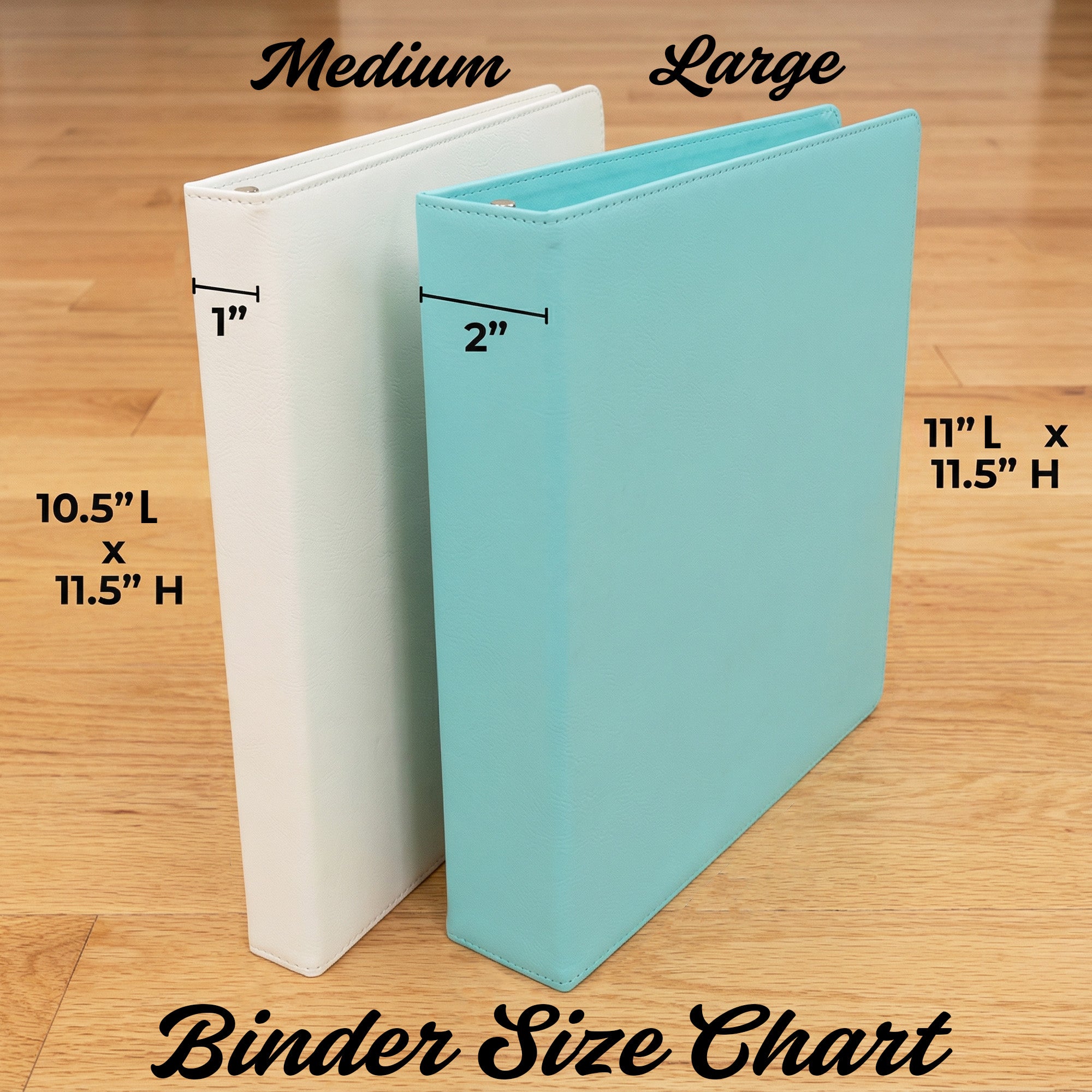Personalized Binder w Name and Custom Text for Women and Teen Girls, Faux Leather