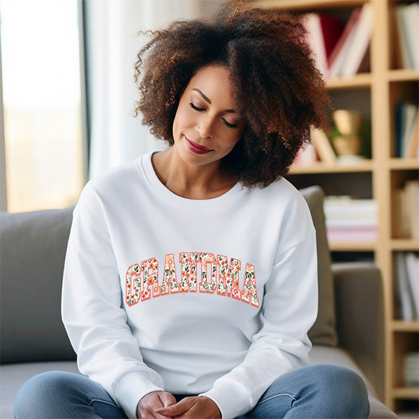 A great gift idea for mothers day, christmas or valentines. Celebrate the special women in your life with this floral grandma sweatshirt. All SKUs.