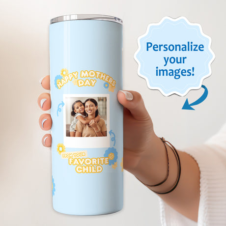 Funny photo tumbler for mom with custom design, personalized Mother’s Day gift from your son or daughter.