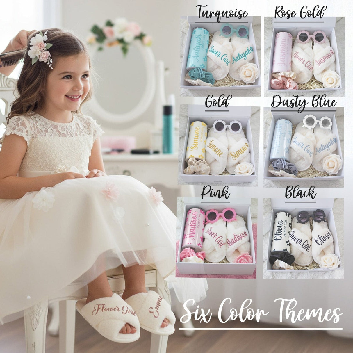 Flower Girl Proposal Bundle Gift Box, Personalized Gift from Bride for Wedding, Sunflower Bundle - Gifts Are Blue
