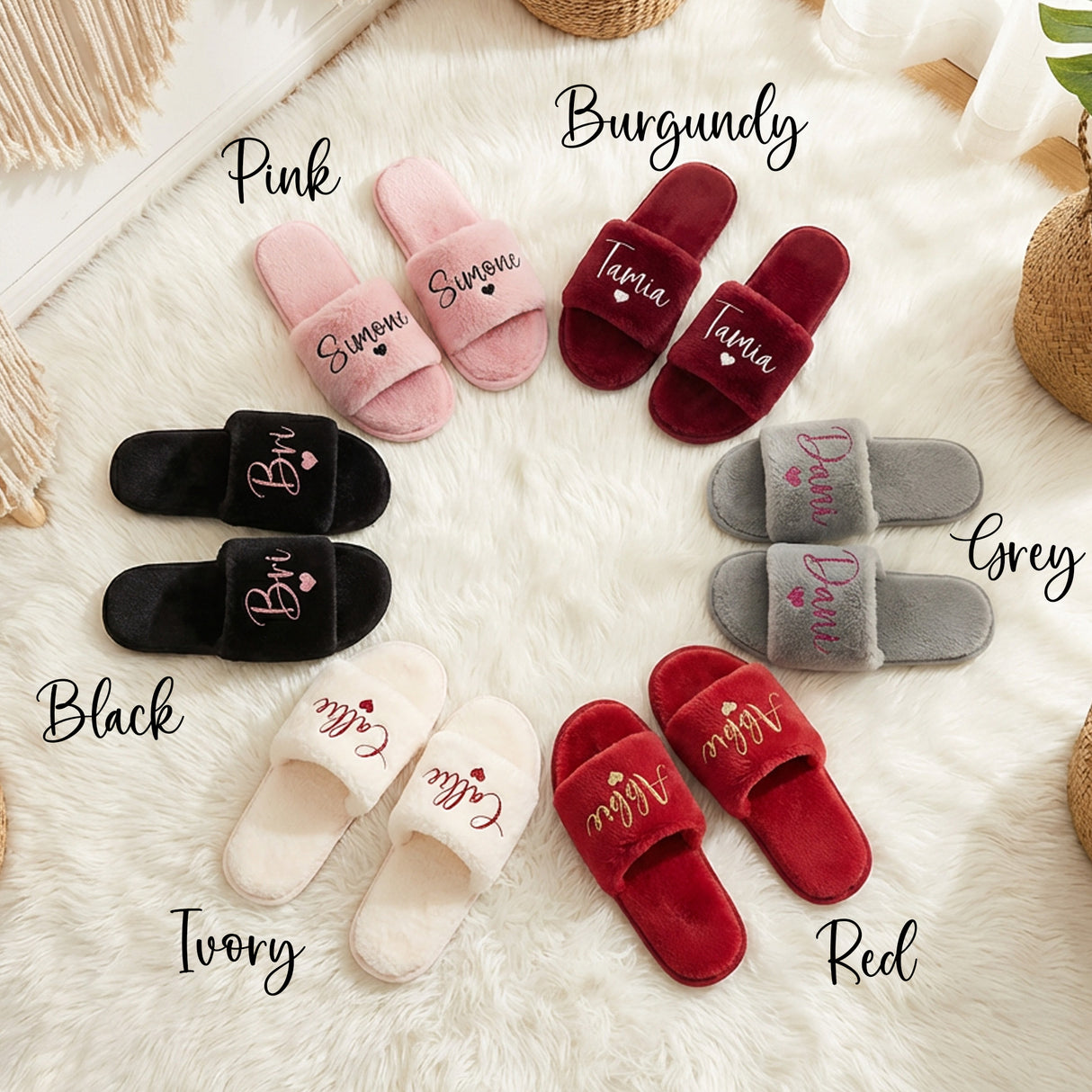 Name with Small Heart Slippers for Women, Personalized Gifts for Her