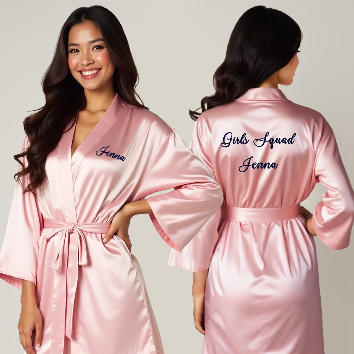 Personalized girls squad robe for women. Custom girls robe with custom text.
