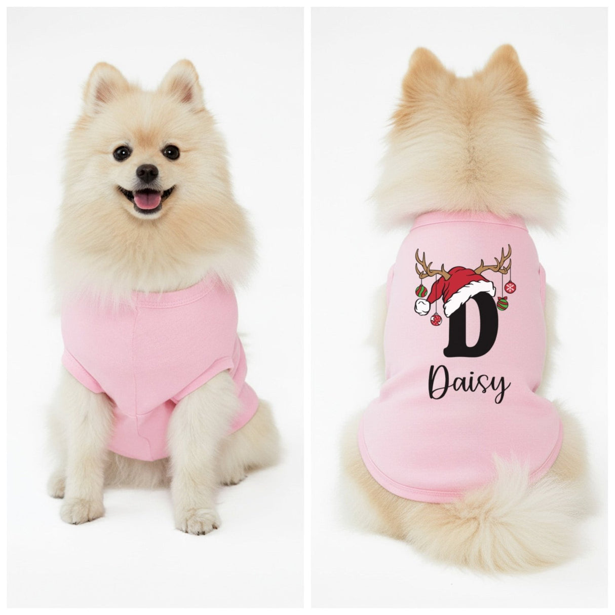 Reindeer Initial Personalized Dog Christmas Outfit, Hoodies & Bandanas, Sizes XS-3XL - Gifts Are Blue