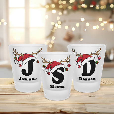 Fun personalized Christmas shot glasses for Christmas parties and get togethers.