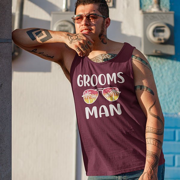Cool Members of the Groom Shirt with Colorful Sunglasses for Bachelor Party - Gifts Are Blue