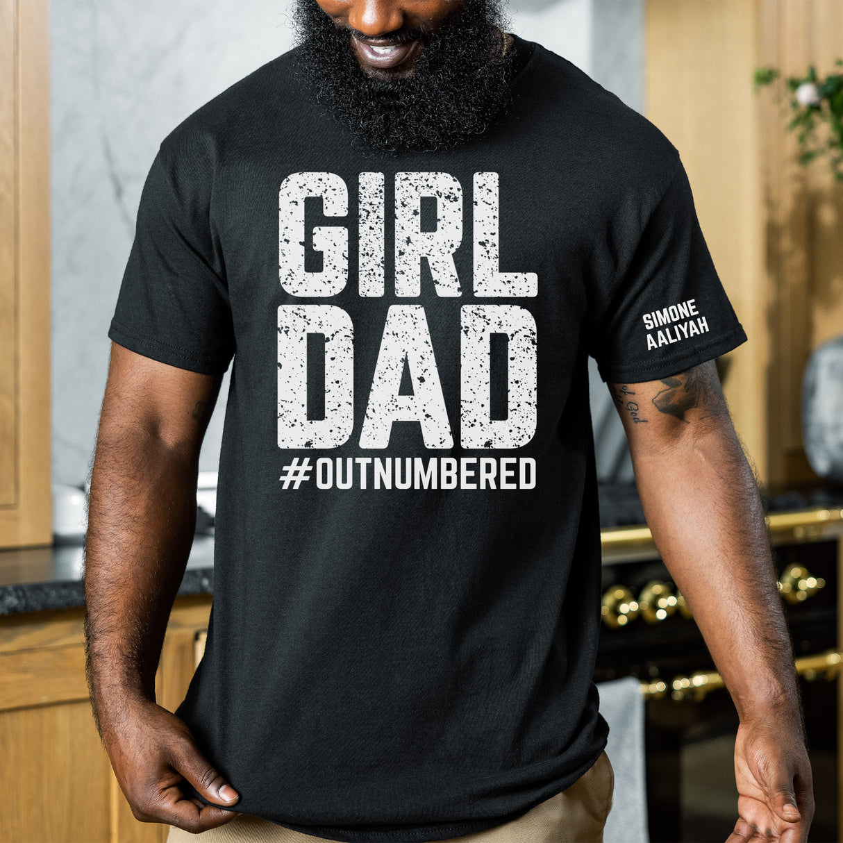 Funny and sentimental custom dad shirt with daughters names, perfect personalized gift for Father's Day or Christmas.