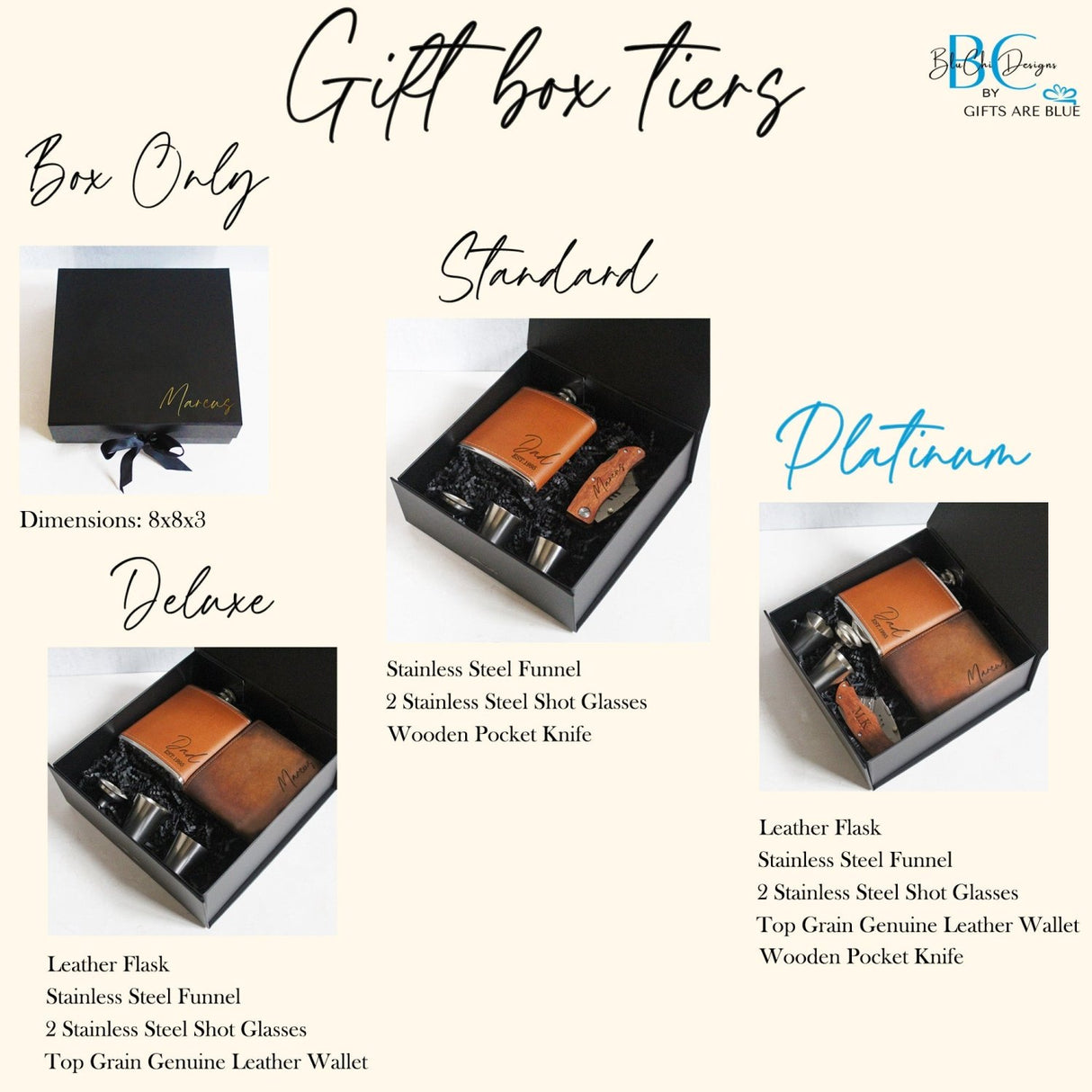 Personalized Gift Box for Men, Dad or Husband, Cool Custom Gifts for Dads Birthday - Gifts Are Blue