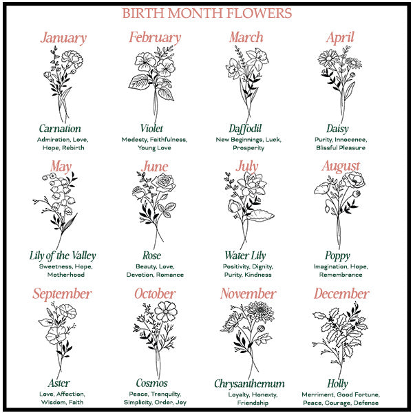 Our Birth Month Flower Iced Coffee Glass can be personalized with any birth flower and the recipient's name. You can even select which color you would like on the coffee cup, the default color is black. Each flower has it's own meaning, for example Daffodil means new beginnings and prosperity, Rose means beauty, love and romance, while the Poppy stands for imagination, hope and remembrance.