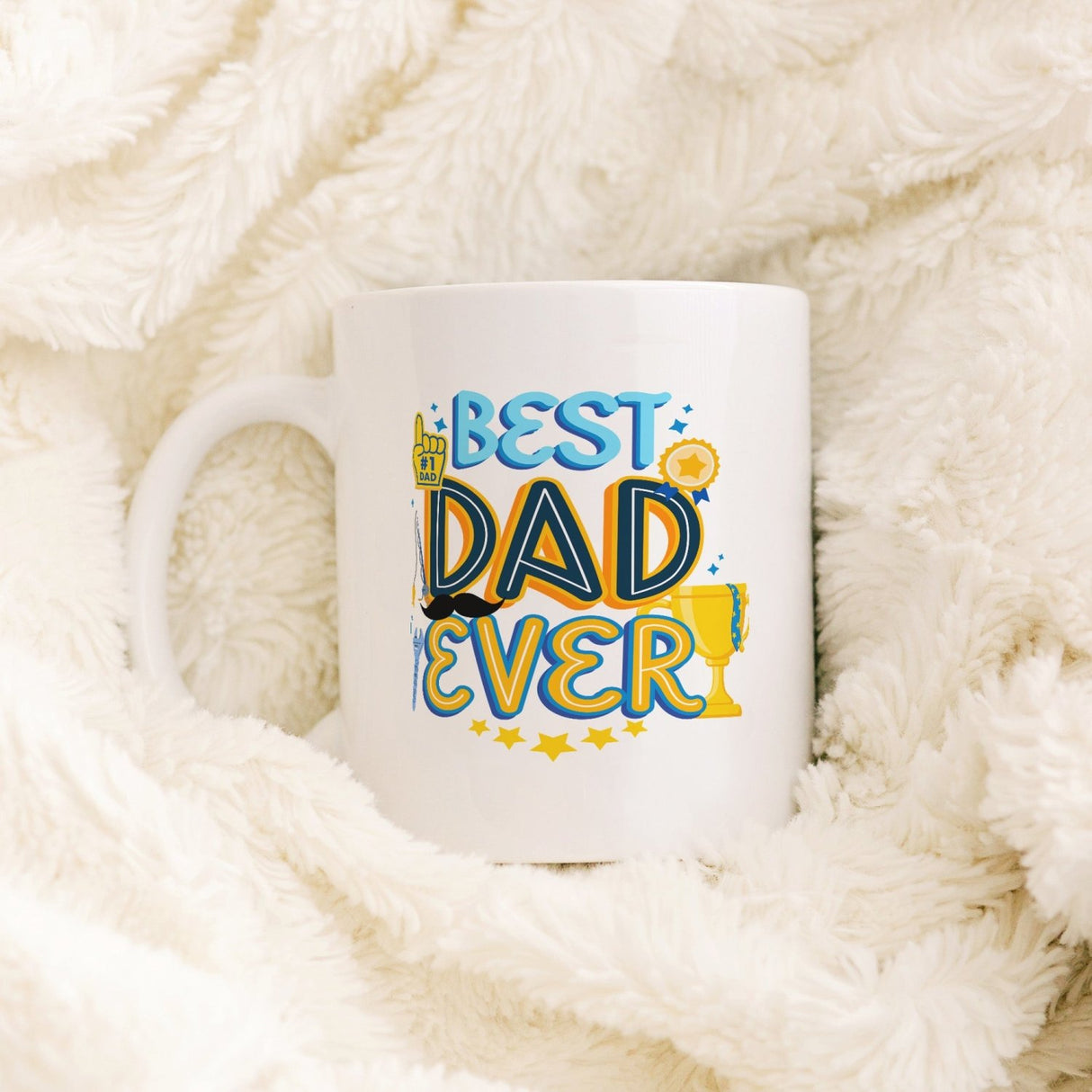 Whimsical Number One Best Dad Ever Coffee Mug, Gift for Him - Gifts Are Blue