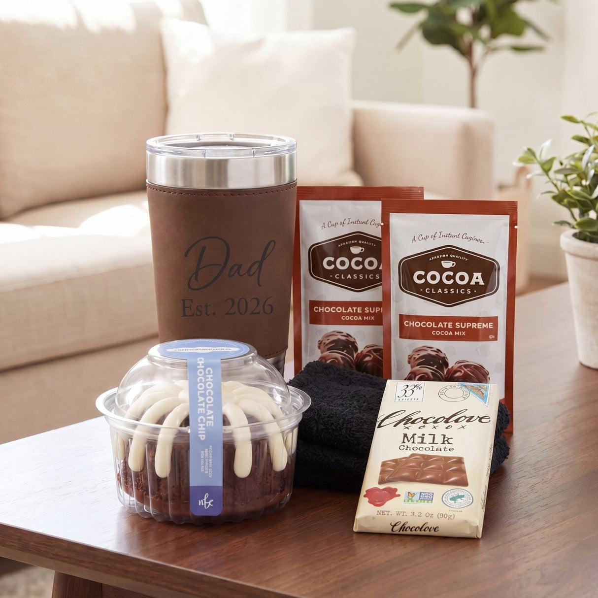 The Chocolate Bundt Gift Basket for Men - Deluxe with Tumbler, Cake, & Candy Bar - Gifts Are Blue