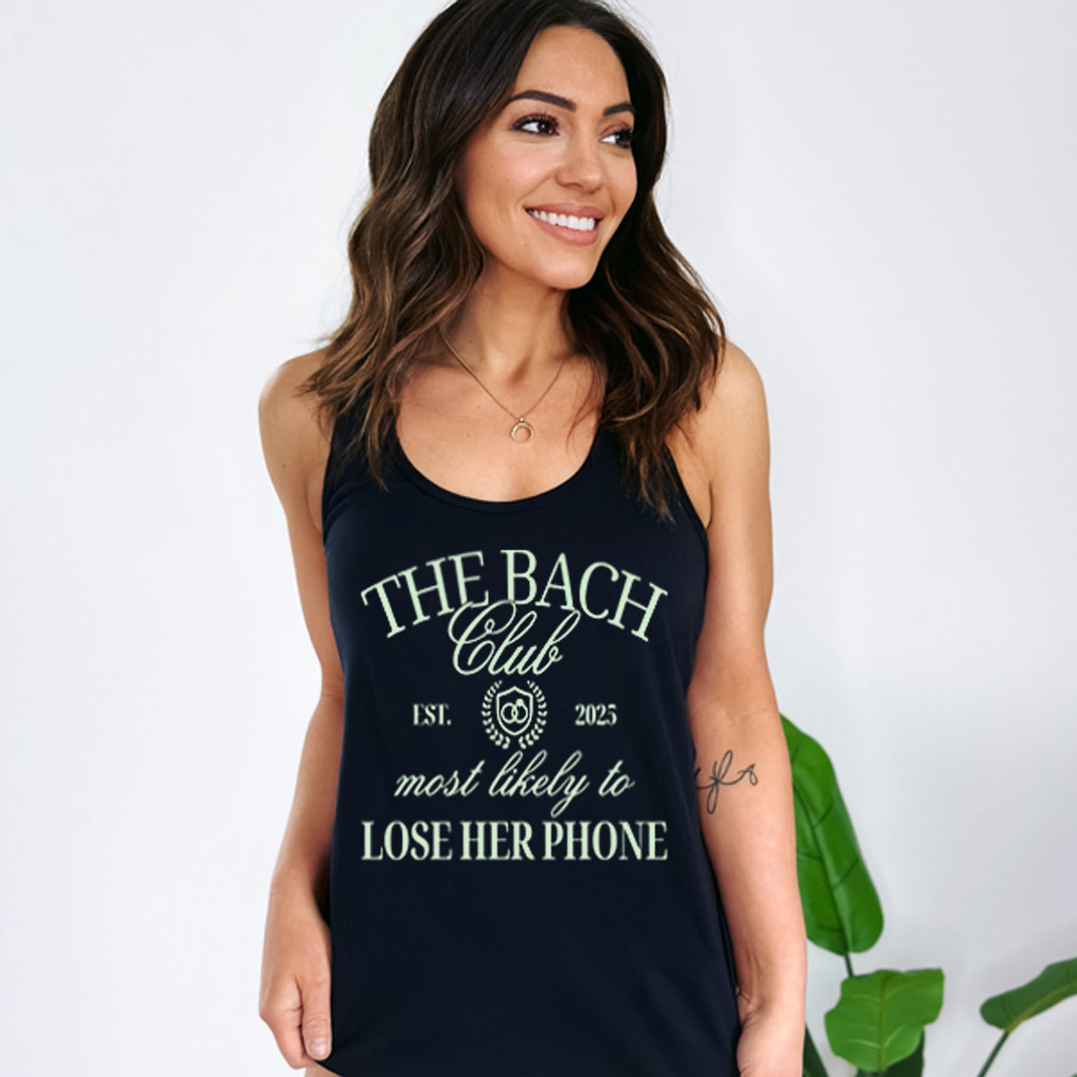 Custom matching bachelorette party shirts make the perfect gift for bride and bridesmaids, featuring funny personalized tank tops for your bride tribe weekend, girls trip, or bridal shower celebration.