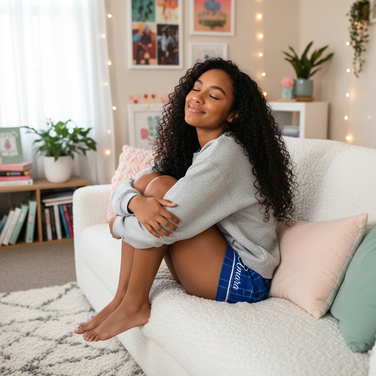 Plaid Custom Pajama Shorts for Her Personalized with Name
