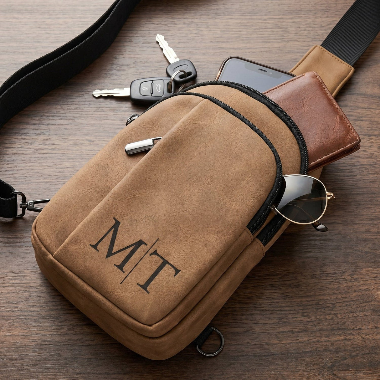 Explorer Custom Sling Bags for Men Engraved with Monogram or Name - Gifts Are Blue