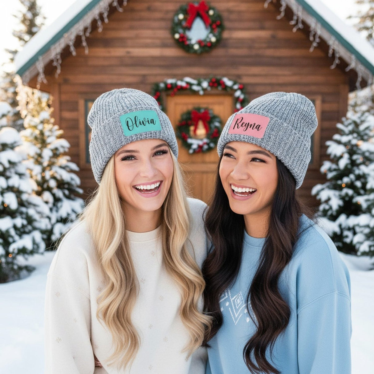 Cuffed Chunky Personalized Beanies for Adults with Name, Custom Gifts for Her and Him - Gifts Are Blue