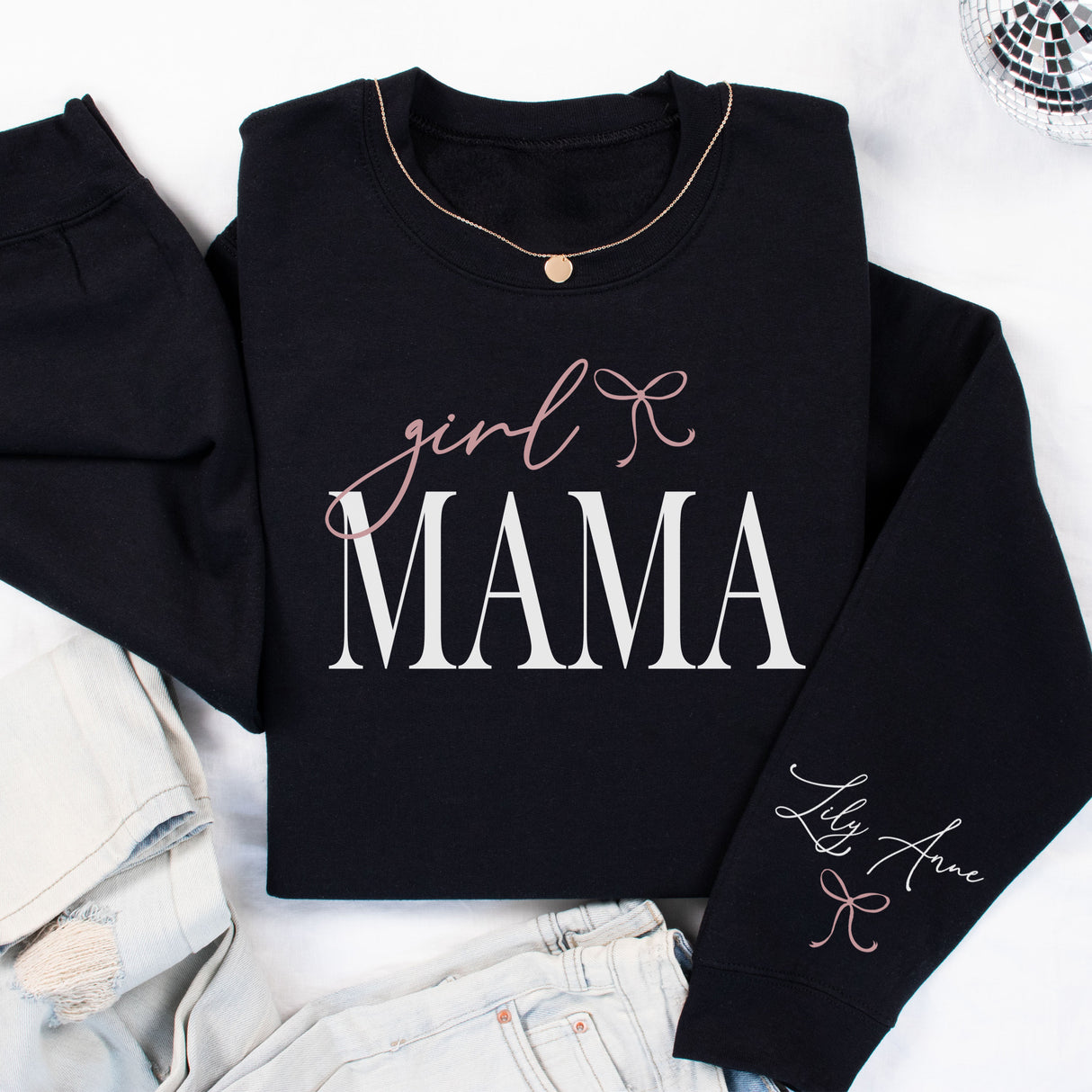 Unique girl mom gift ideas. Black sweatshirt for mom, the perfect gift for her.