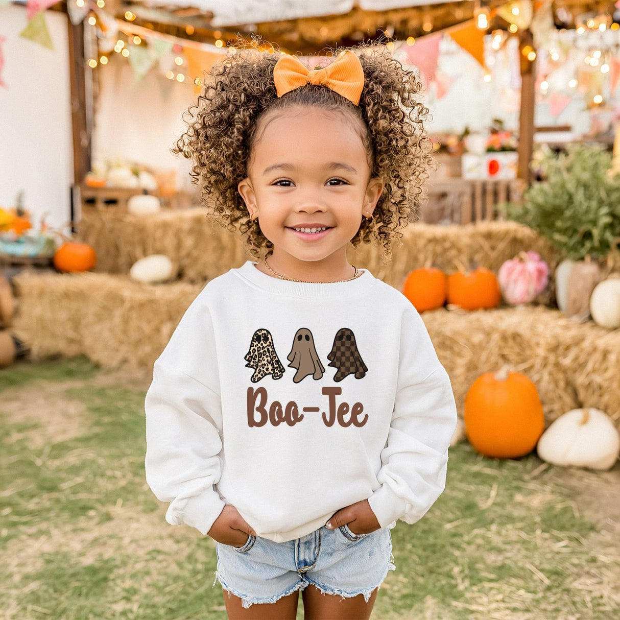 Ghost Plaid and Leopard Print Boojee Halloween Sweatshirt for Women and Kids - Gifts Are Blue
