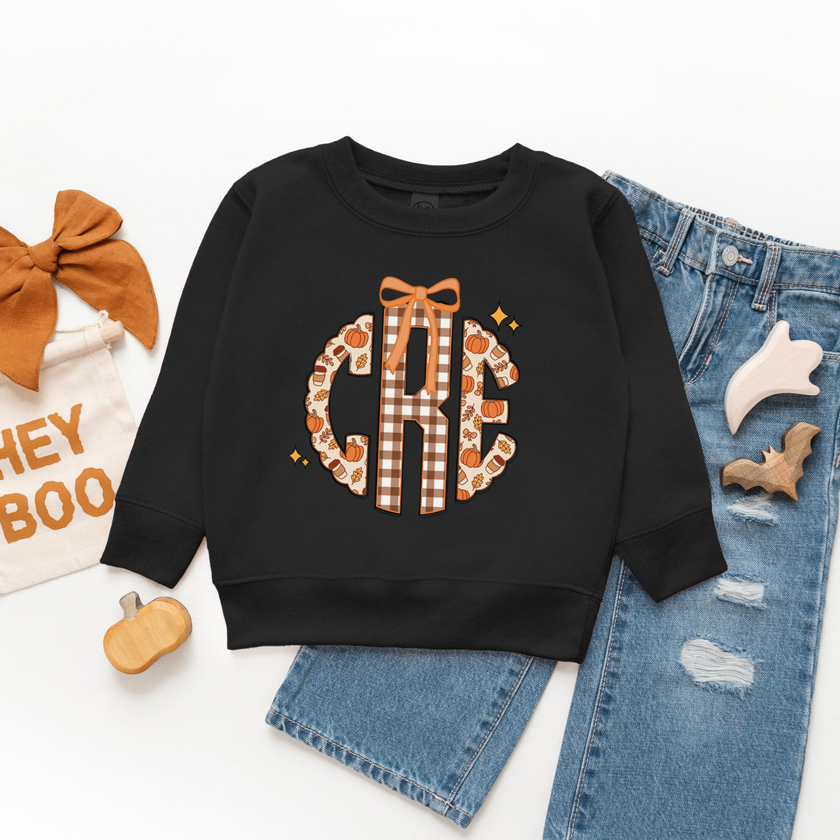 Personalized Fall Monogram Sweatshirts for Girls, Cute Kids Fall Sweaters
